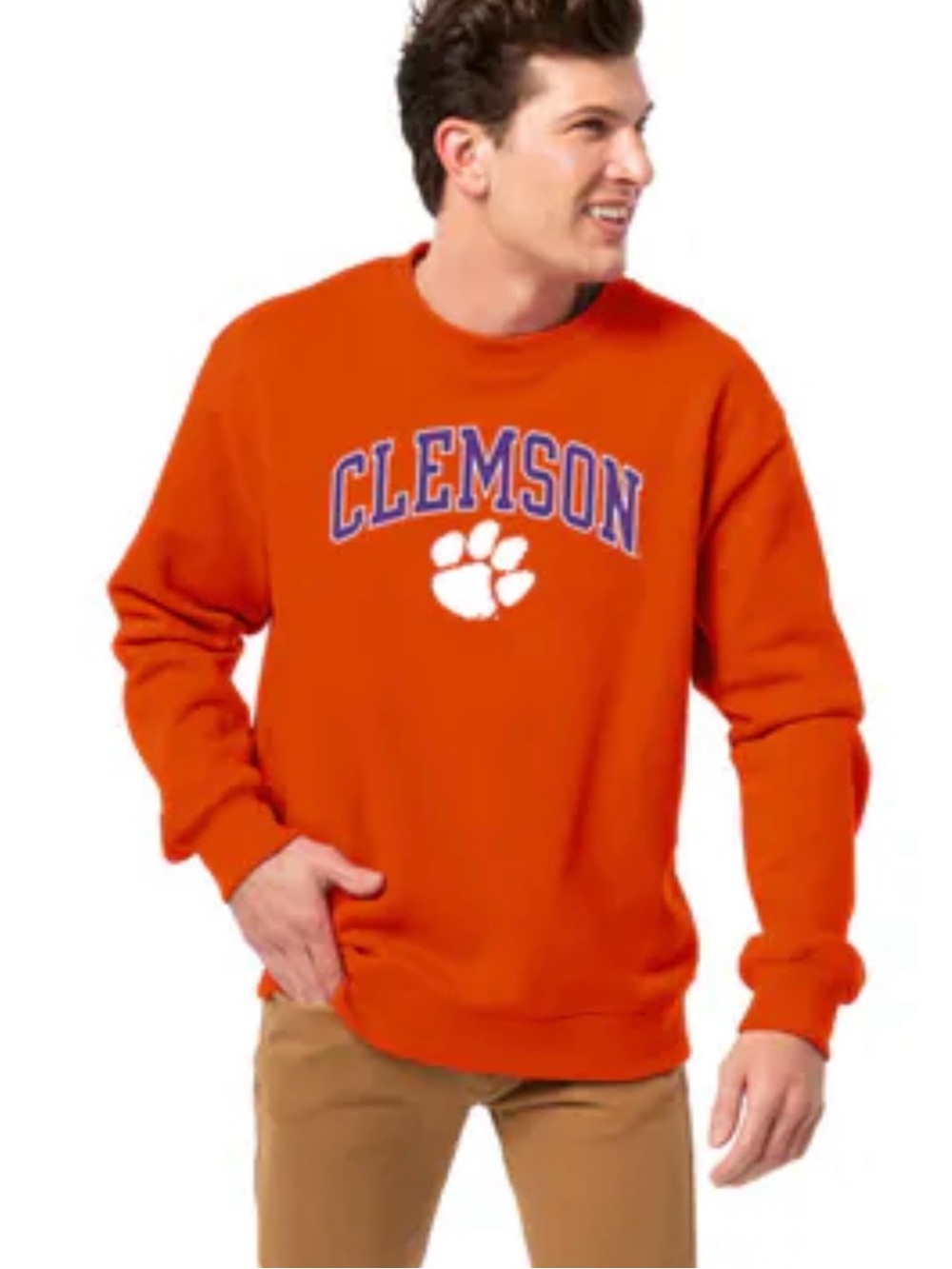 Men’s Colosseum Orange Clemson Crewneck Sweatshirt with Paw Graphic XL